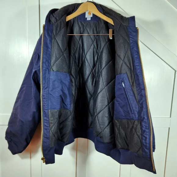 Carhartt "Duck Active Jacket" Quilted Flannel Lined Coat Navy | Men's Size 3XL - Picture 5 of 12